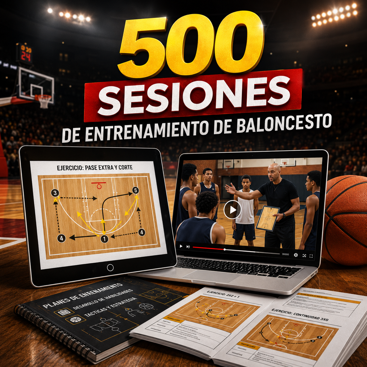 500 Sesiones de Entrenamiento de Baloncesto - Material Digital